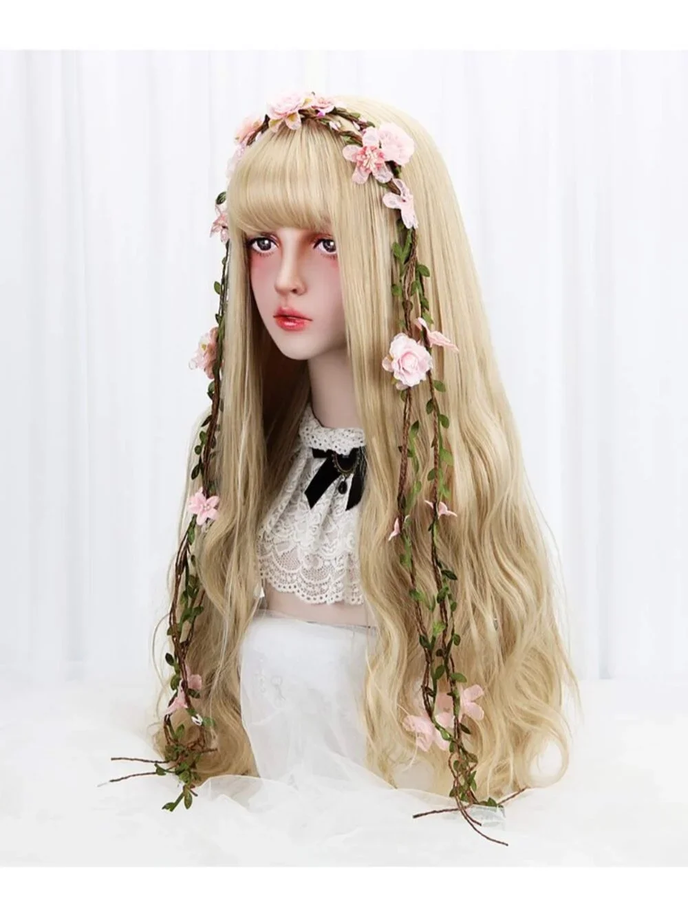 Women's Blonde 1 Natural Long Wavy Cosplay Heat Resistant Synthetic Fiber Wigs